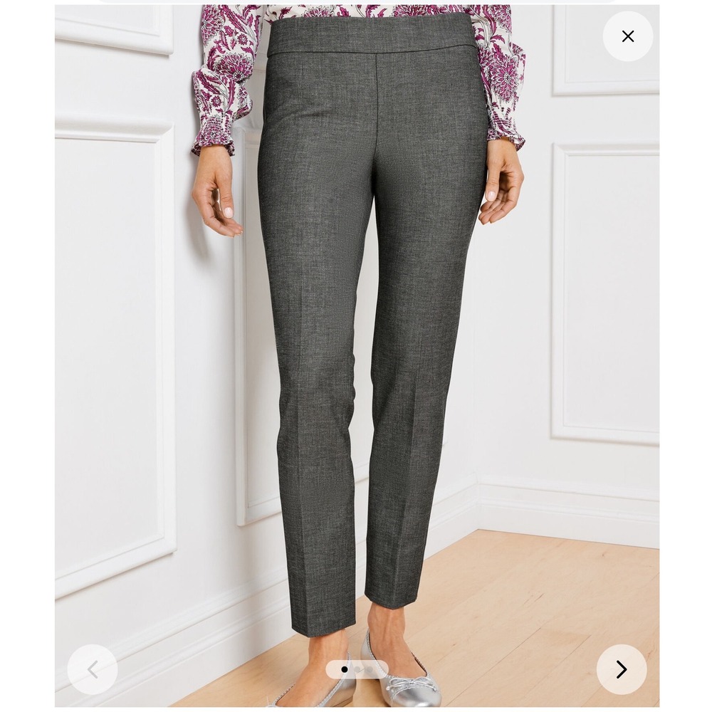 NWT‎ Talbots Chatham Ankle Pants Women 14 Grey Sharkskin Stretch Office Career